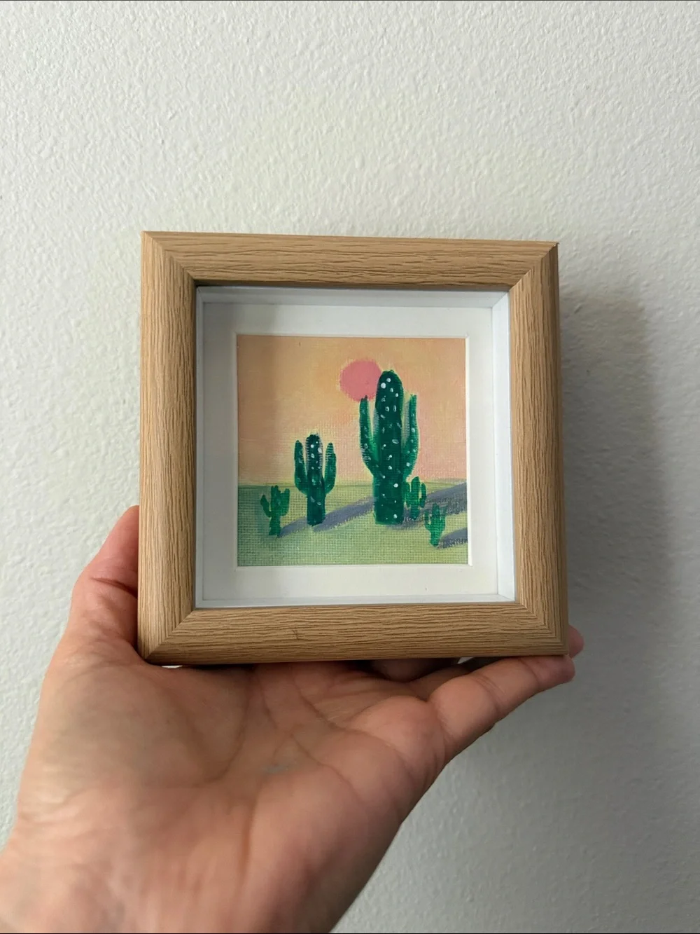 Framed Green Cactus Desert Art Print - Home Accents